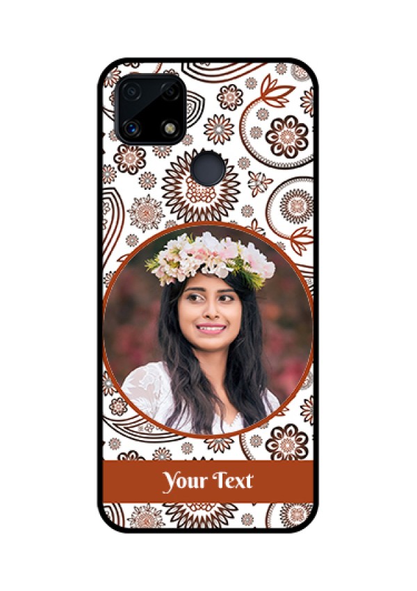 Realme Narzo 20 Custom Glass Mobile Case  - Abstract Floral Design 