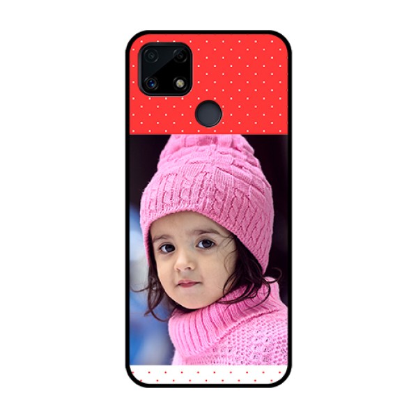 Realme Narzo 20 Photo Printing on Glass Case  - Red Pattern Design