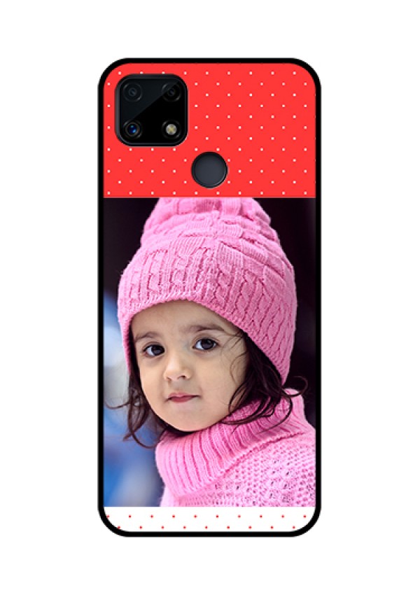 Realme Narzo 20 Photo Printing on Glass Case  - Red Pattern Design