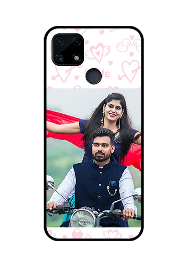Realme Narzo 20 Custom Glass Mobile Case  - Pink Flying Heart Design