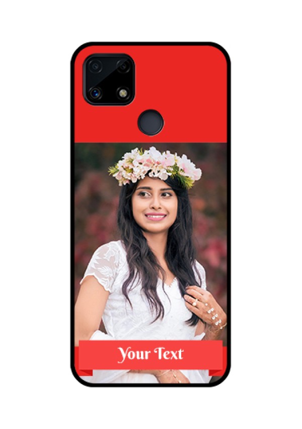 Realme Narzo 20 Custom Glass Phone Case  - Simple Red Color Design