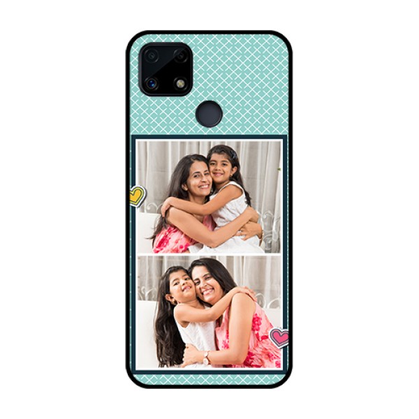 Realme Narzo 20 Custom Glass Phone Case  - 2 Image Holder with Pattern Design