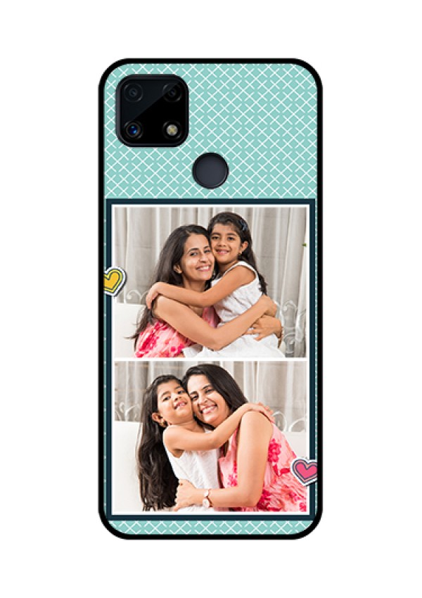 Realme Narzo 20 Custom Glass Phone Case  - 2 Image Holder with Pattern Design