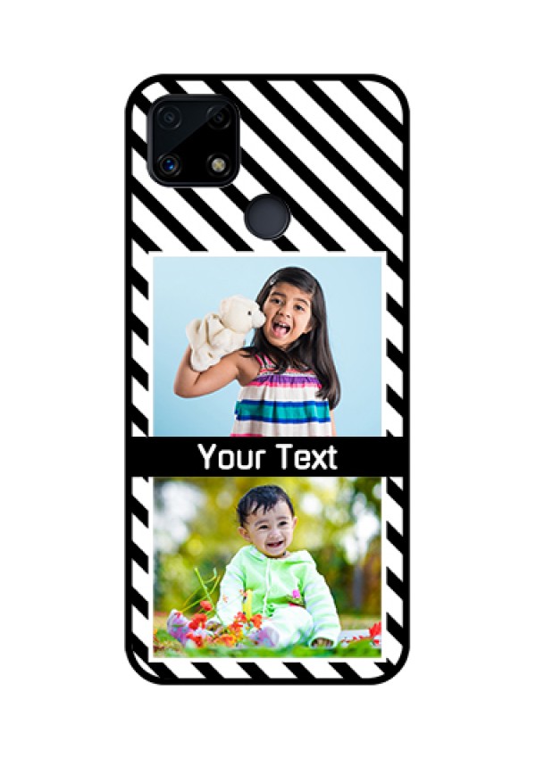 Realme Narzo 20 Photo Printing on Glass Case  - Black And White Stripes Design