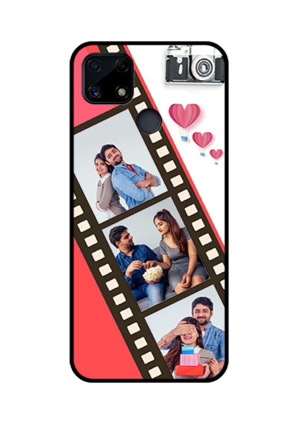 Realme Narzo 20 Personalized Glass Phone Case  - 3 Image Holder with Film Reel