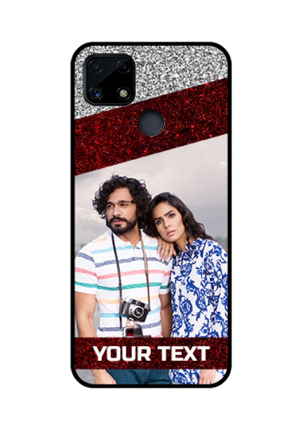 Realme Narzo 20 Personalized Glass Phone Case  - Image Holder with Glitter Strip Design