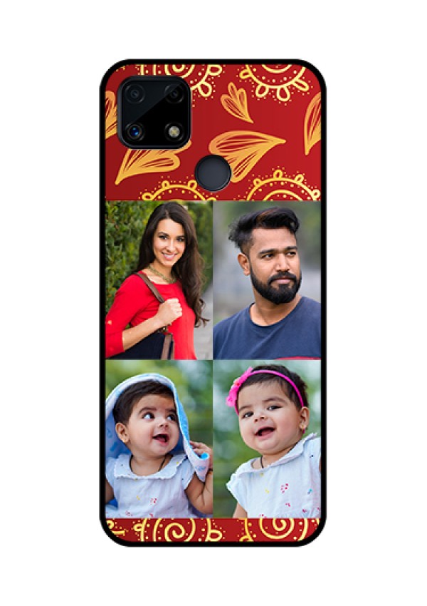 Realme Narzo 20 Photo Printing on Glass Case  - 4 Image Traditional Design