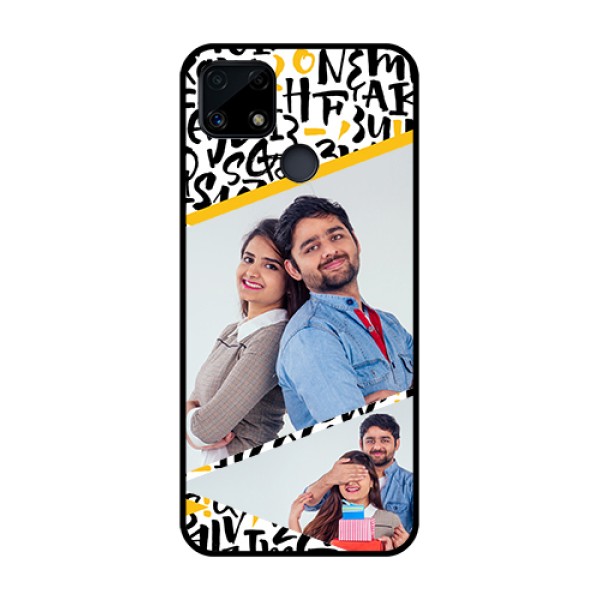 Realme Narzo 20 Custom Glass Mobile Case - Letters Pattern Design Realme Narzo 20 Custom Glass Mobile Case - Letters Pattern Design