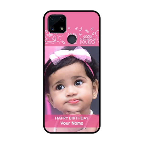 Realme Narzo 20 Photo Printing on Glass Case - with Birthday Line Art Design Realme Narzo 20 Photo Printing on Glass Case - with Birthday Line Art Design