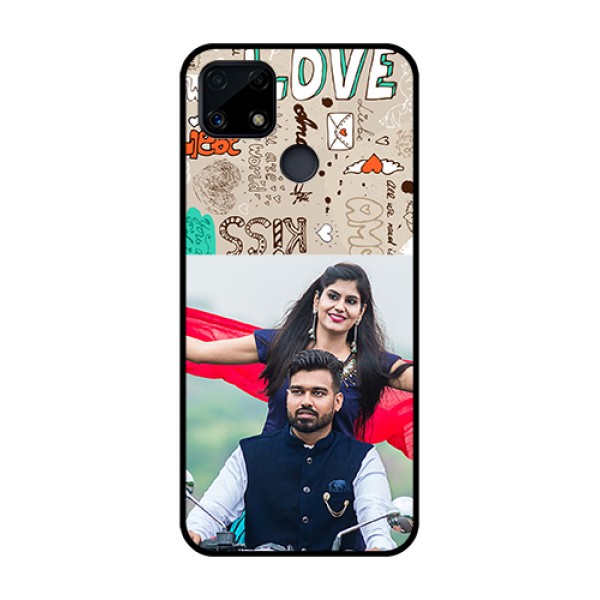 Realme Narzo 20 Custom Glass Phone Case - Love Doodle Pattern Realme Narzo 20 Custom Glass Phone Case - Love Doodle Pattern