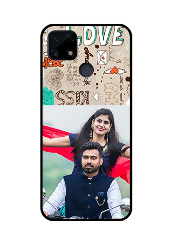 Realme Narzo 20 Custom Glass Phone Case  - Love Doodle Pattern 