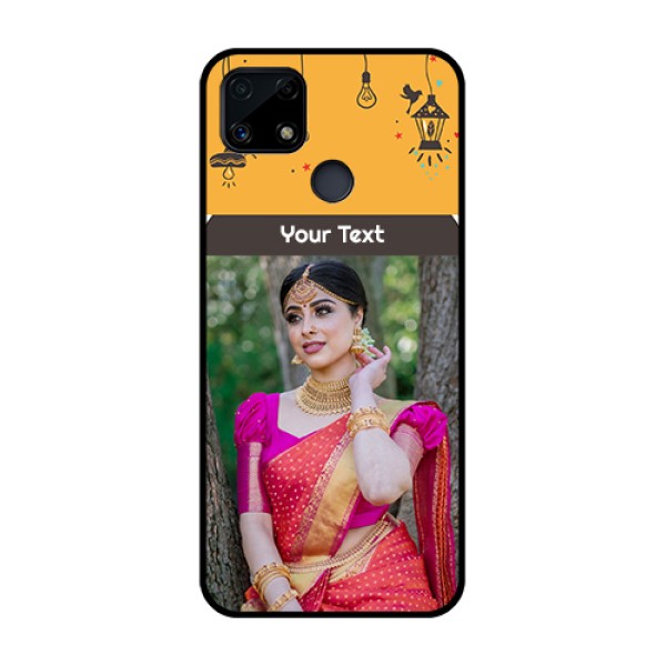 Realme Narzo 20 Custom Glass Mobile Case  - with Family Picture and Icons 