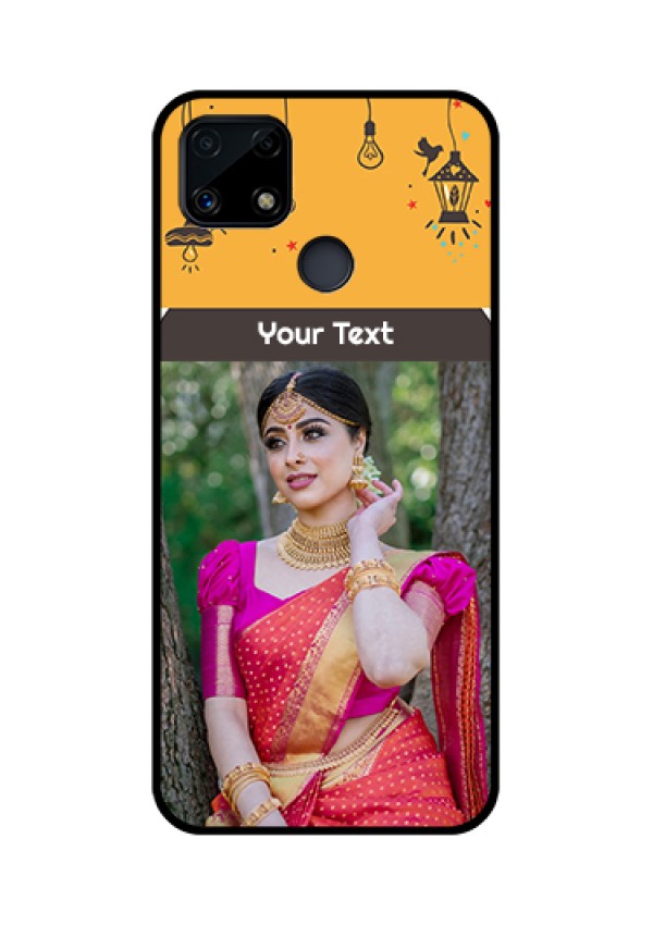 Realme Narzo 20 Custom Glass Mobile Case  - with Family Picture and Icons 