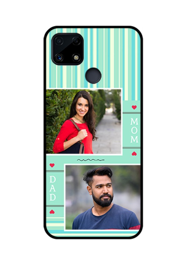 Realme Narzo 20 Custom Glass Phone Case  - Mom & Dad Pic Design