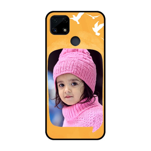 Realme Narzo 20 Personalized Glass Phone Case - Water Color Design with Bird Icons Realme Narzo 20 Personalized Glass Phone Case - Water Color Design with Bird Icons