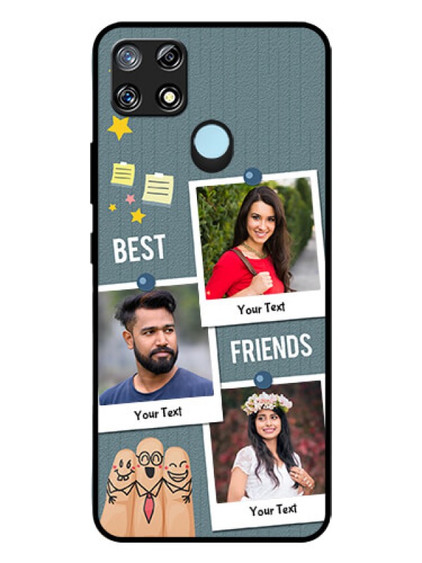 Custom Realme Narzo 20 Personalized Glass Phone Case  - Sticky Frames and Friendship Design
