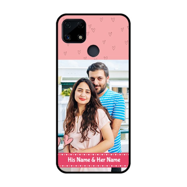 Realme Narzo 20 Personalized Glass Phone Case - Love Design Peach Color Realme Narzo 20 Personalized Glass Phone Case - Love Design Peach Color