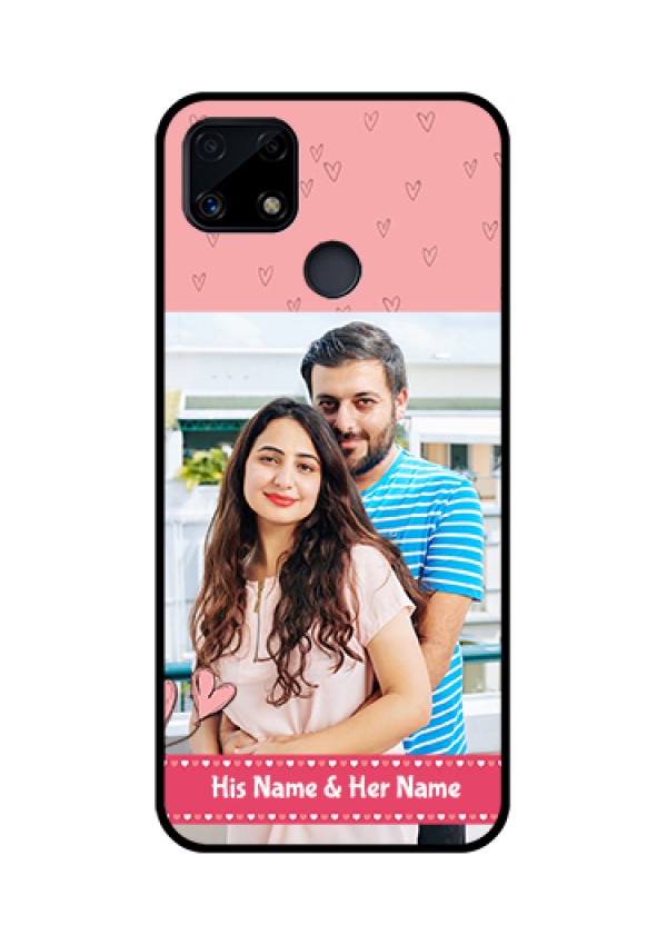 Realme Narzo 20 Personalized Glass Phone Case  - Love Design Peach Color