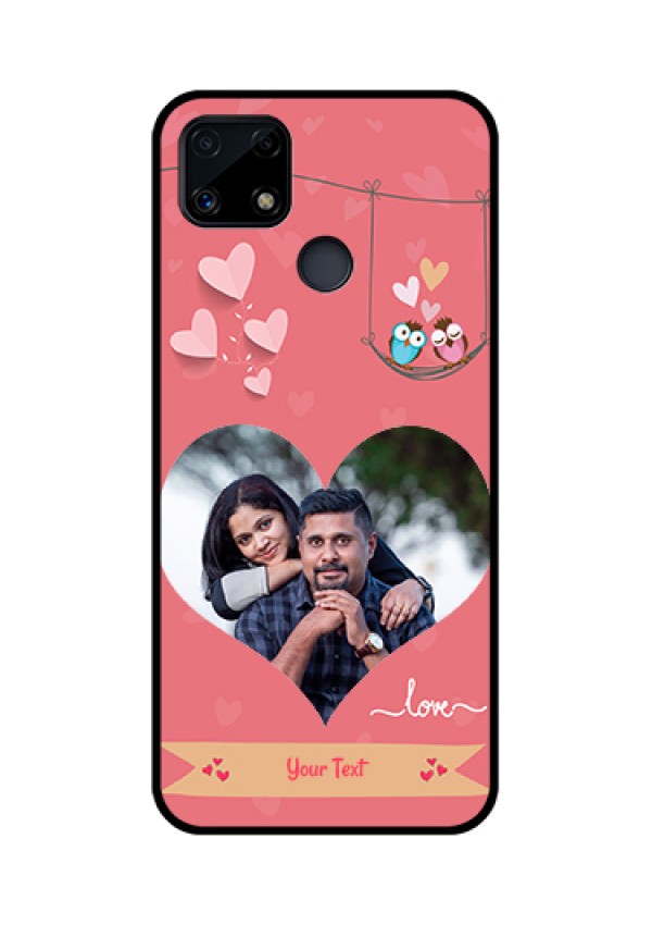 Realme Narzo 20 Personalized Glass Phone Case  - Peach Color Love Design 