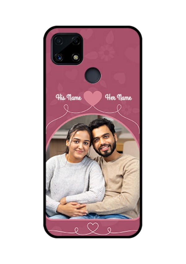 Realme Narzo 20 Photo Printing on Glass Case  - Love Floral Design