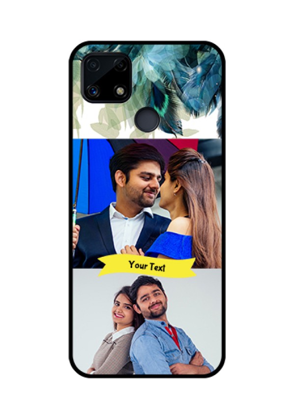 Realme Narzo 20 Personalized Glass Phone Case  - Image with Boho Peacock Feather Design