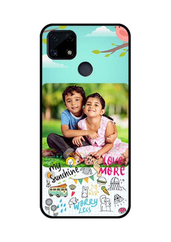 Realme Narzo 20 Photo Printing on Glass Case  - Doodle love Design