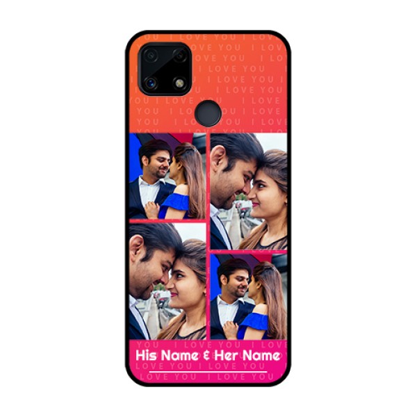 Realme Narzo 20 Custom Glass Phone Case  - I Love You Pink Design