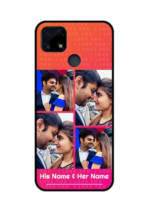 Realme Narzo 20 Custom Glass Phone Case  - I Love You Pink Design