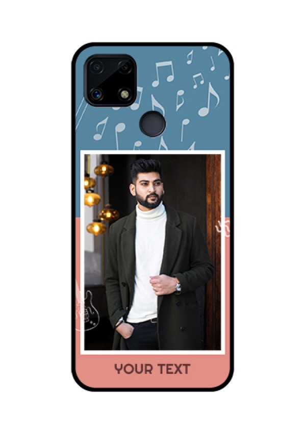Realme Narzo 20 Photo Printing on Glass Case  - with Color Musical Note Design