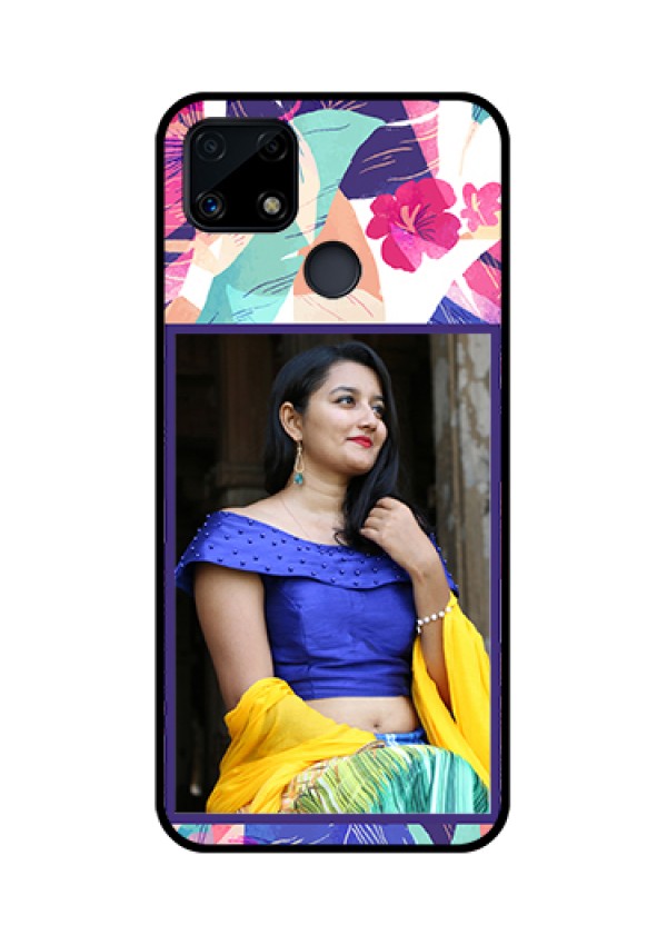 Realme Narzo 20 Custom Glass Mobile Case  - Abstract Floral Design