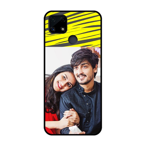 Realme Narzo 20 Photo Printing on Glass Case  - Yellow Abstract Design