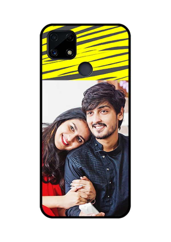 Realme Narzo 20 Photo Printing on Glass Case  - Yellow Abstract Design