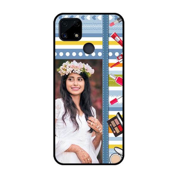 Realme Narzo 20 Personalized Glass Phone Case - Makeup Icons Design Realme Narzo 20 Personalized Glass Phone Case - Makeup Icons Design