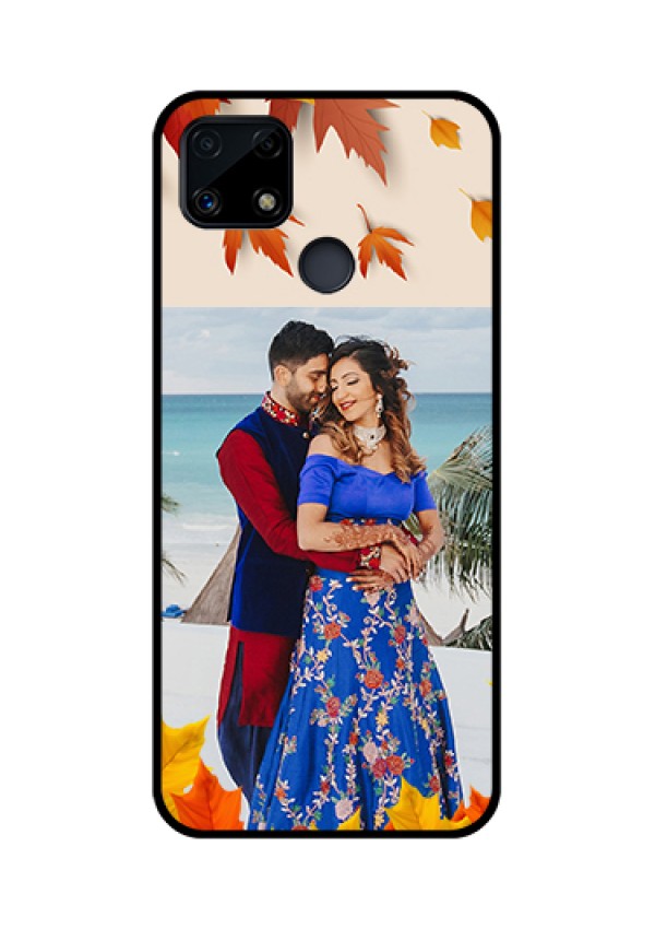 Realme Narzo 20 Photo Printing on Glass Case  - Autumn Maple Leaves Design