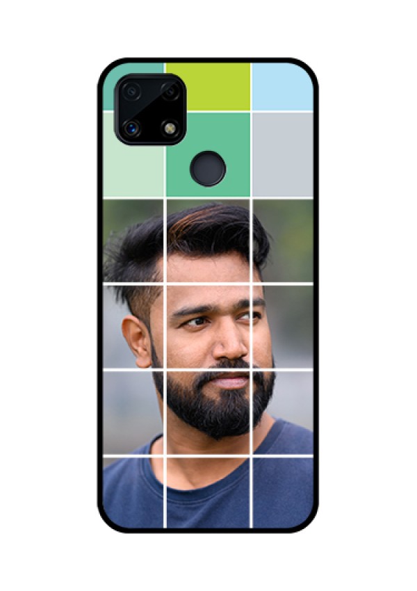 Realme Narzo 20 Photo Printing on Glass Case  - with white box pattern 
