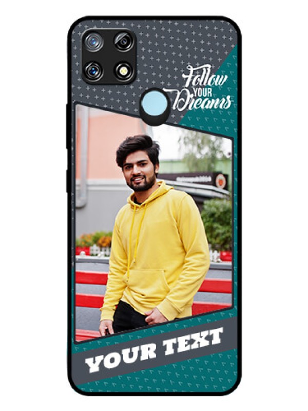 Custom Realme Narzo 20 Personalized Glass Phone Case  - Background Pattern Design with Quote