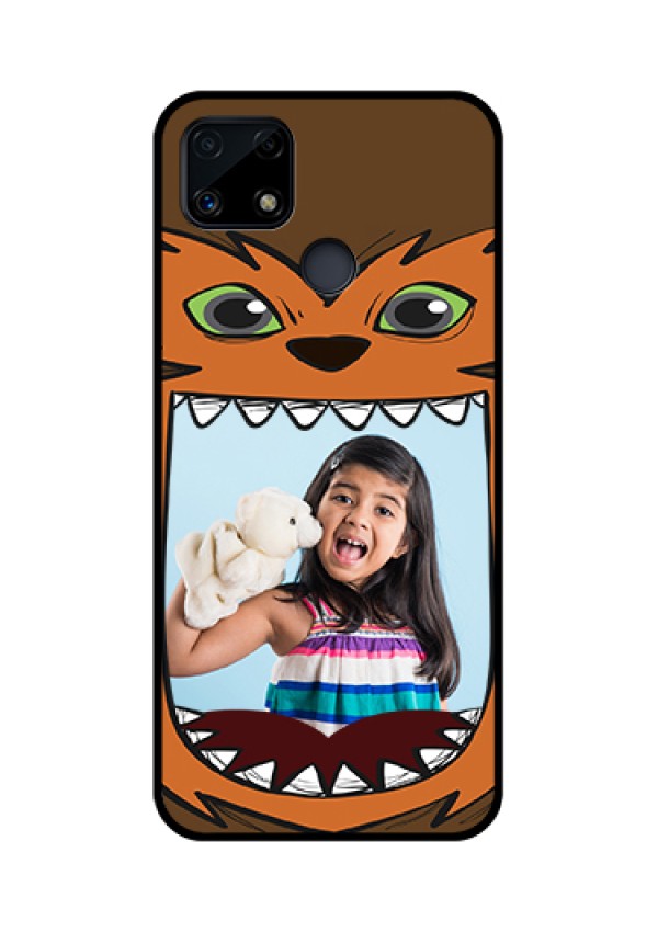 Realme Narzo 20 Photo Printing on Glass Case  - Owl Monster Back Case Design