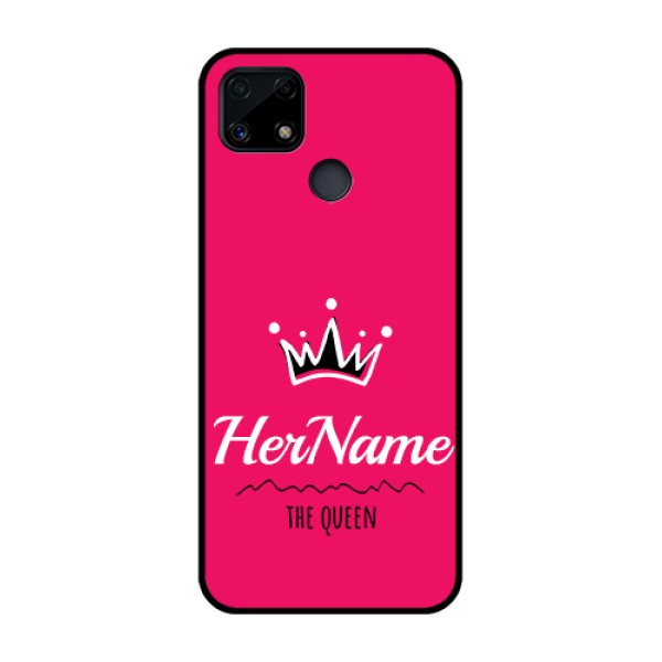Realme Narzo 20 Glass Phone Case Queen with Name
