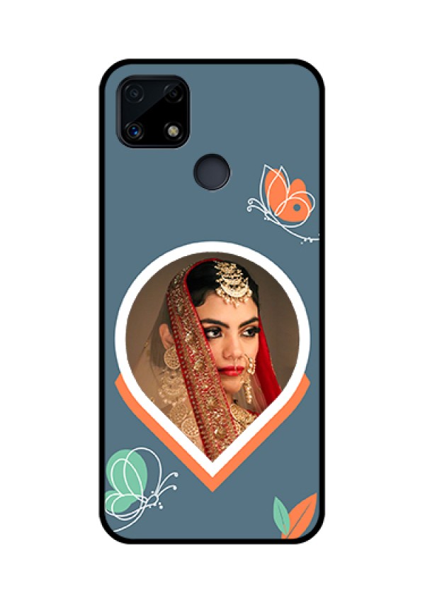 Narzo 20 Custom Glass Mobile Case - Droplet Butterflies Design