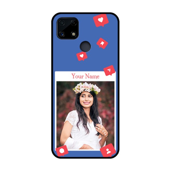 Narzo 20 Custom Glass Phone Case - Like Share And Comment Design