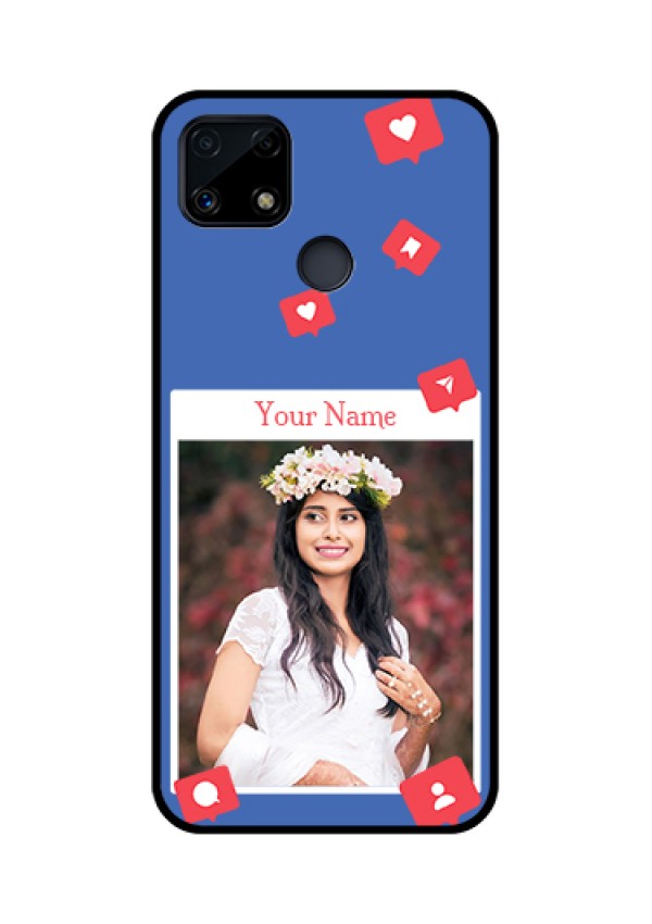 Narzo 20 Custom Glass Phone Case - Like Share And Comment Design