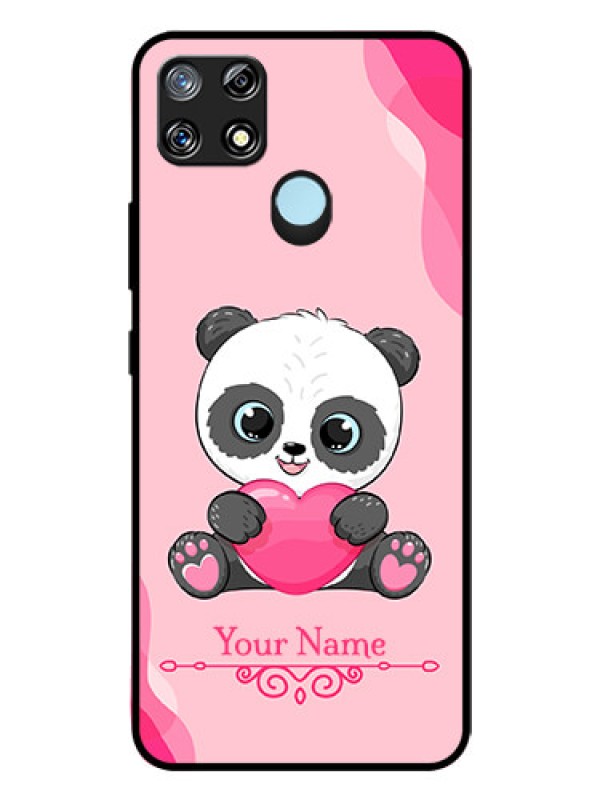 Custom Narzo 20 Custom Glass Mobile Case - Cute Panda Design