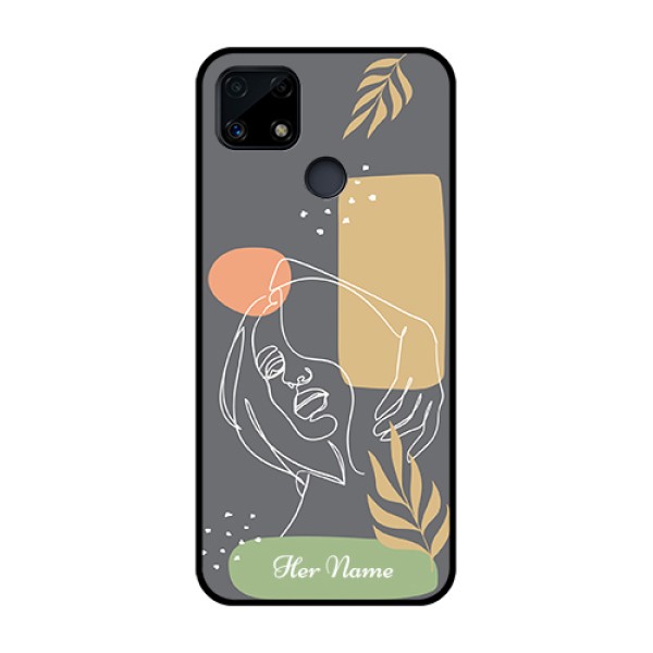 Narzo 20 Custom Glass Phone Case - Gazing Woman line art Design Narzo 20 Custom Glass Phone Case - Gazing Woman line art Design
