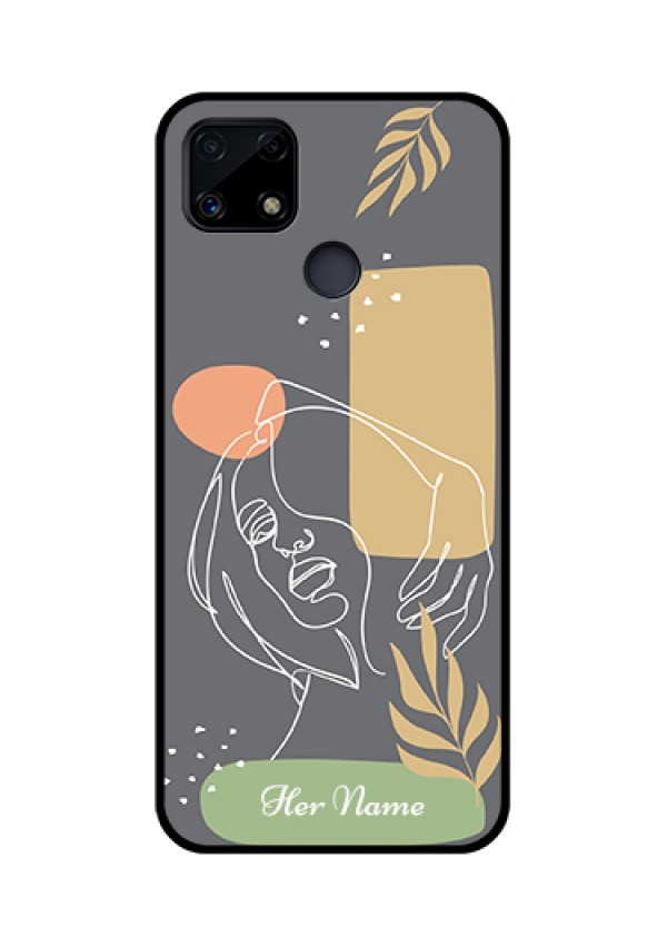 Narzo 20 Custom Glass Phone Case - Gazing Woman line art Design