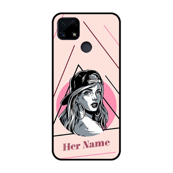 Narzo 20 Personalized Glass Phone Case - Rockstar Girl Design