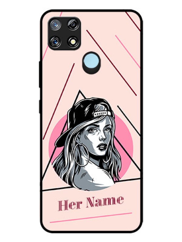 Custom Narzo 20 Personalized Glass Phone Case - Rockstar Girl Design