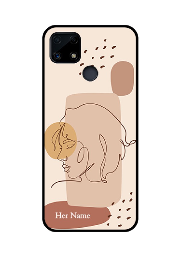 Narzo 20 Photo Printing on Glass Case - Calm Woman line art Design