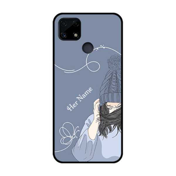 Narzo 20 Custom Glass Mobile Case - Girl in winter outfit Design Narzo 20 Custom Glass Mobile Case - Girl in winter outfit Design