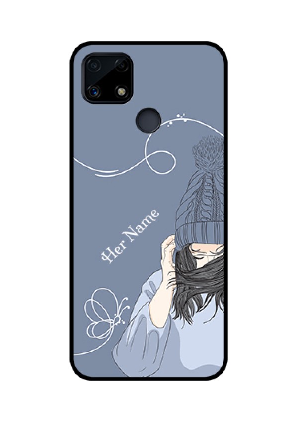 Narzo 20 Custom Glass Mobile Case - Girl in winter outfit Design