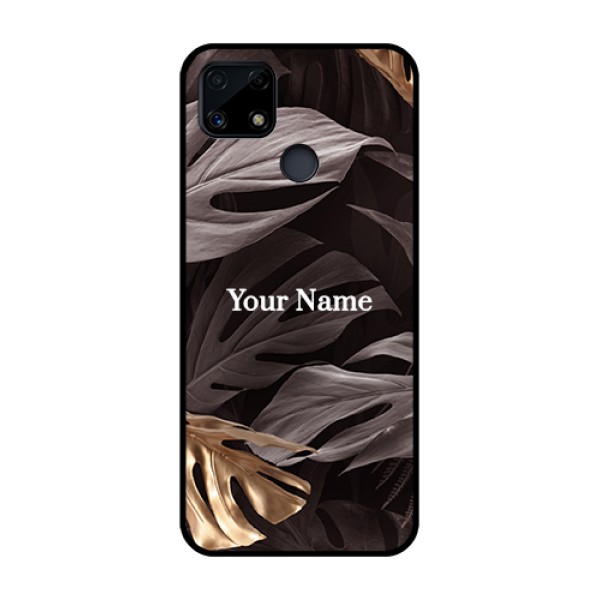 Narzo 20 Personalised Glass Phone Case - Wild Leaves digital paint Design